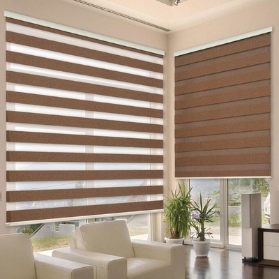 Slat Zebra Roller Blinds Fabric Dual Layer Shades Venetian Style