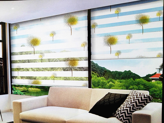 Light Filtering Zebra Blinds Fabric Dual Layer 85% Shading Silky And Soft