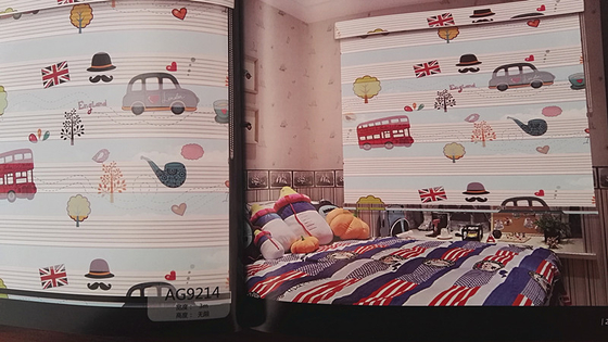Light Filtering Zebra Blinds Fabric Rainbow Colors Customized