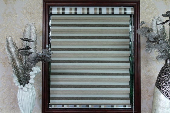 Horizontal Zebra Blinds Fabric Light Blocker Milky Color 90% Shading