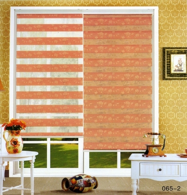 Motorized Zebra Blinds Bead Rope Control , Sunscreen Double Layer Window Shades