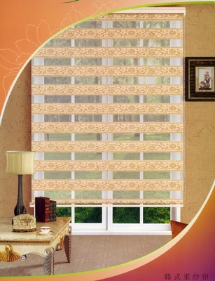 Motorized Zebra Blinds Bead Rope Control , Sunscreen Double Layer Window Shades