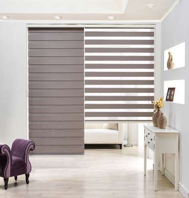 Beige Zebra Blinds Fabric Open Vanes For Bathroom ISO9001 Approved