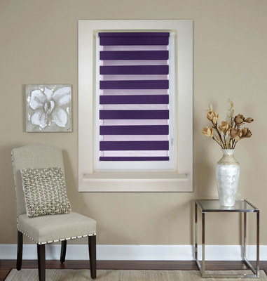 Green Zebra Day And Night Blinds Spring Loaded Airy fabric Horizontal