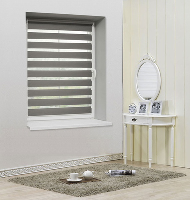 fireproof Room Darkening Zebra Shades , Coffee Day And Night Vertical Blinds