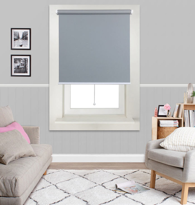 Blackout Fabric Roller Blinds For Windows Grey Childproof Anti UV SGS Approved